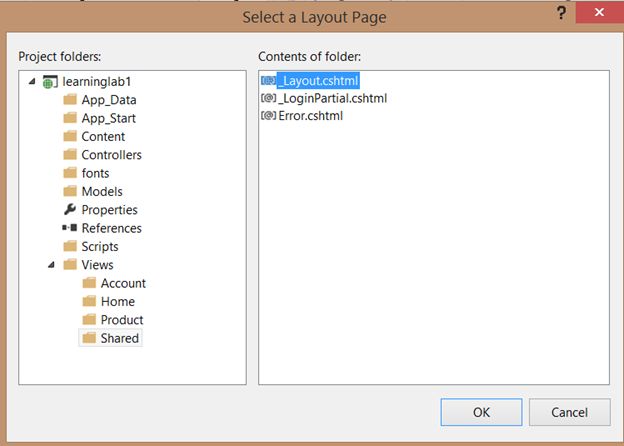 Selecting Page Layout File in MVC 5